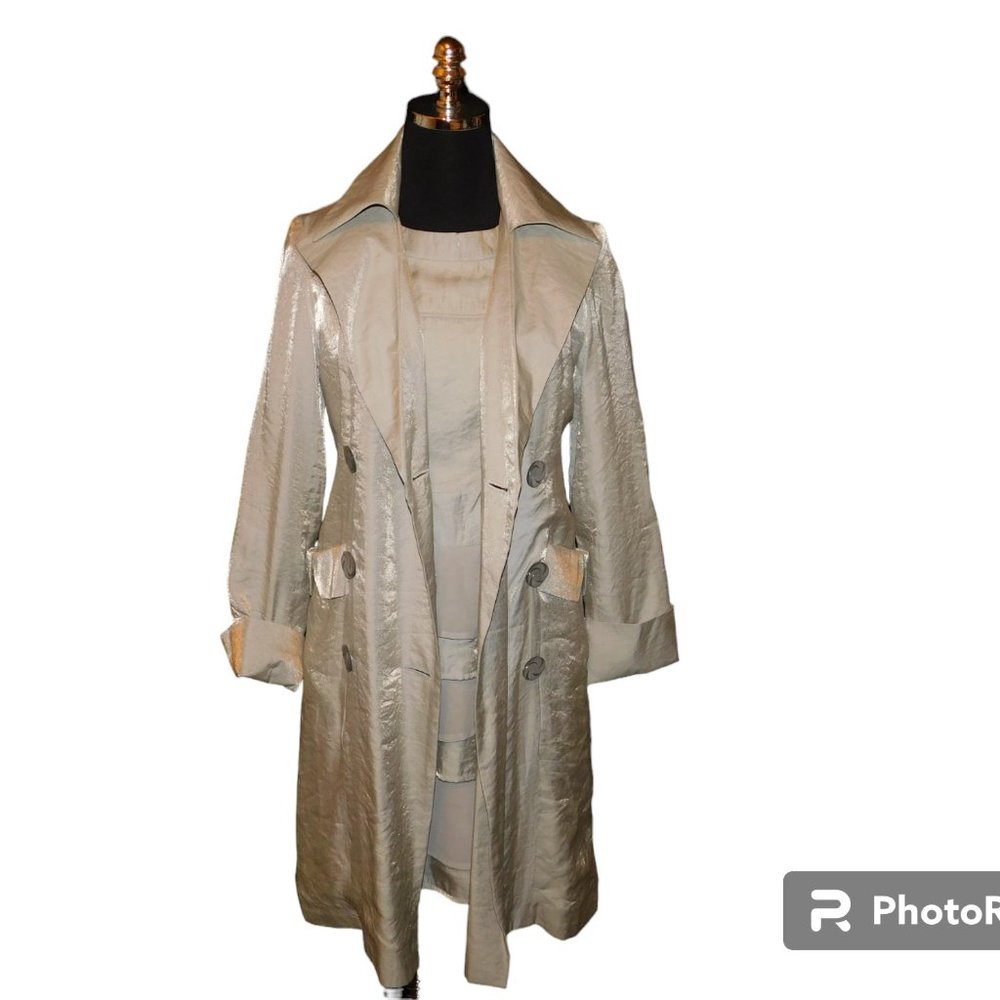 Tulle Anthropologie Dress And Coat Jacket Silver Metallic Tier Dress Size M NWT